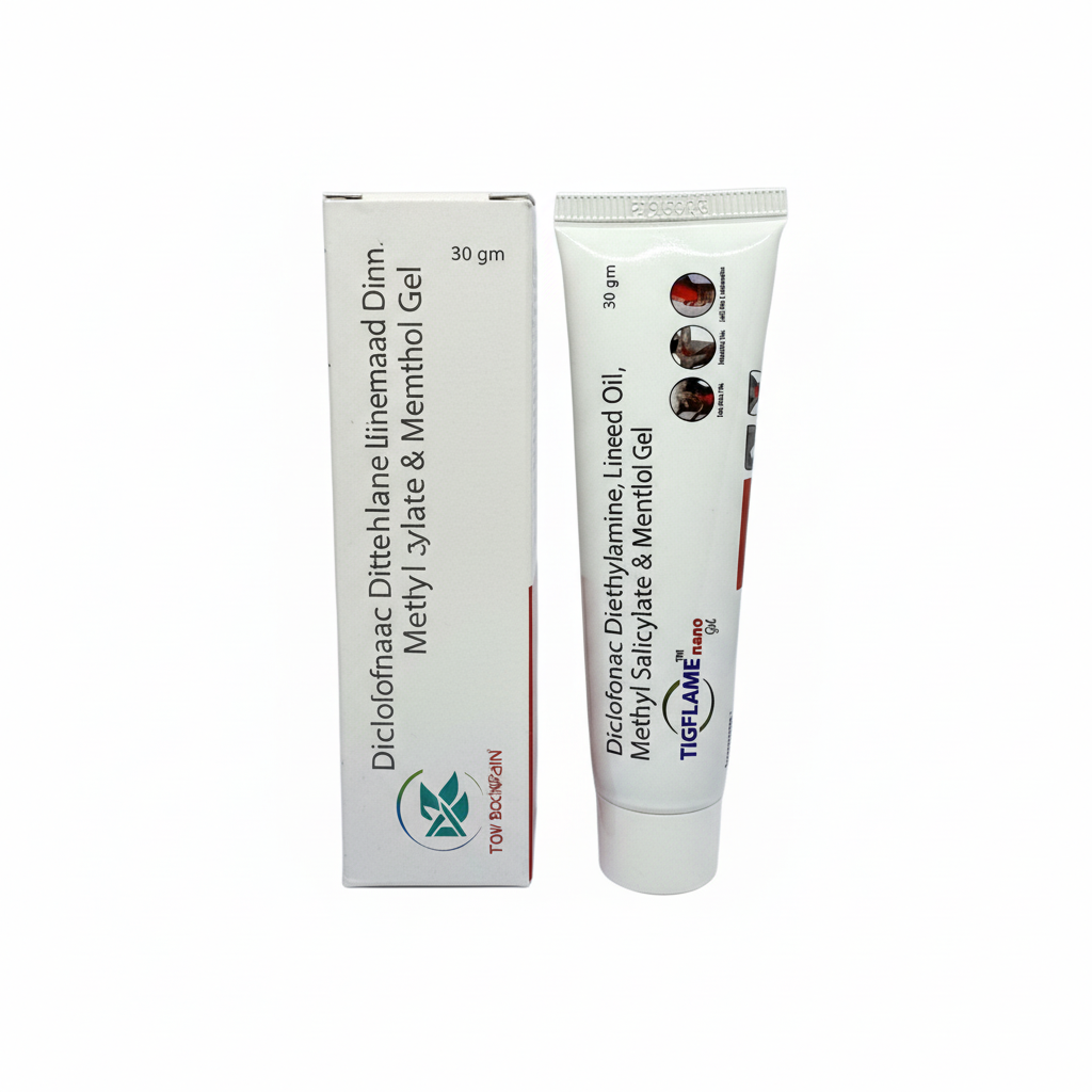 Tigflame Nano Diclofenac Diethylamine, Linseed Oil, Methyl Salicylate & Menthol Gel